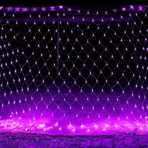 TW SHINE Halloween Christmas 200 LED Net Lights, 9.8 FT x 6.6 FT Connectable Waterproof Decorations with 8 Modes for Outdoor Garden Holiday Party (Purple)