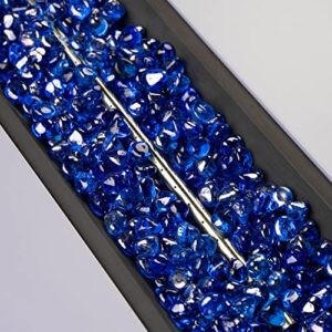 Mr. Fireglass 10 Pounds Blended Fire Glass Diamonds for Fireplace Fire Pit & Lanscaping - 1/2 inch High Luster Cobalt Blue Fire Rocks