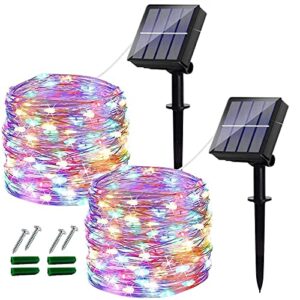 ligarko solar string lights, 120 led 46ft solar fairy lights outdoor waterproof, 8 modes copper wire decorative solar string lights for garden, patio, festival, party decoration (multi-coloure-2 pack)