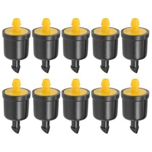 uxcell pressure compensating dripper 5 gph 20l/h emitter for garden lawn drip irrigation with barbed hose connector plastic yellow 50pcs