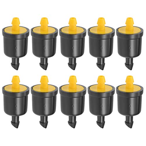 uxcell Pressure Compensating Dripper 5 GPH 20L/H Emitter for Garden Lawn Drip Irrigation with Barbed Hose Connector Plastic Yellow 50pcs