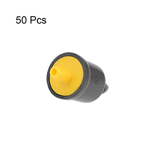 uxcell Pressure Compensating Dripper 5 GPH 20L/H Emitter for Garden Lawn Drip Irrigation with Barbed Hose Connector Plastic Yellow 50pcs