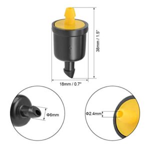 uxcell Pressure Compensating Dripper 5 GPH 20L/H Emitter for Garden Lawn Drip Irrigation with Barbed Hose Connector Plastic Yellow 50pcs