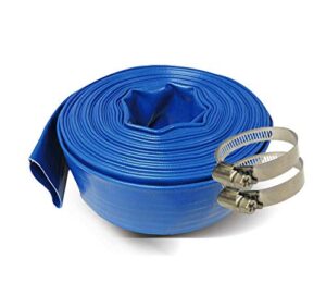 schraiberpump 1-inch by 100-feet- general purpose reinforced pvc lay-flat discharge and backwash hose – heavy duty (4 bar) 2 clamps included
