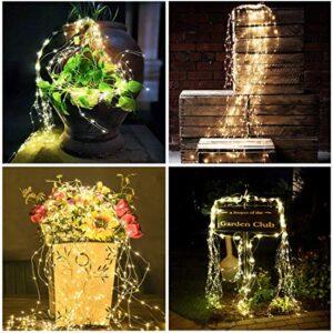 PXBNIUYA 220 LED Solar Firefly Bunch Lights, Fairy Copper Wire Waterproof Decorative Light, 8 Flashing Modes, Solar Vine Waterfall Watering Can Light, Outdoor Patio Garden Light (No Watering Can)