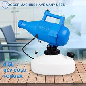 4.5L Electric Cold Ulv Fogger Sprayer Machine,Portable Mist Blower with 1400W&32ft Spraying Distance Atomizer Fogger for Home Indoor Outdoor School Garden(110V,1.2Gallon,Sprayer)