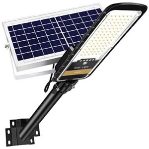 ruokid solar street lights outdoor lamp, 84 leds 1500lm ip67 light with anti broken remote control mounting bracket, dusk to dawn security led flood light for yard, garden, etc.