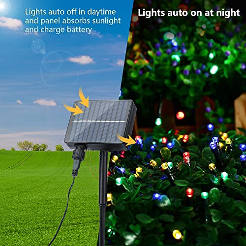 iBaycon 400 LED Solar Christmas Lights, 131ft Solar String Lights with 8 Modes & Timer for Garden, Patio, Fence, Balcony, Outdoors (Multicolor)