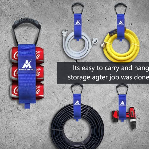 4 Pcs Heavy Duty Pool Vacuum Hose Storage Holder Garden Hose Organizer Hook and Loop Hose Strap Holder with Carrying Handle Perfect for Garden Hose Pool Vacuum Hose Garage Tool etc. (BLUE)