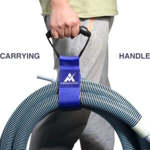 4 Pcs Heavy Duty Pool Vacuum Hose Storage Holder Garden Hose Organizer Hook and Loop Hose Strap Holder with Carrying Handle Perfect for Garden Hose Pool Vacuum Hose Garage Tool etc. (BLUE)