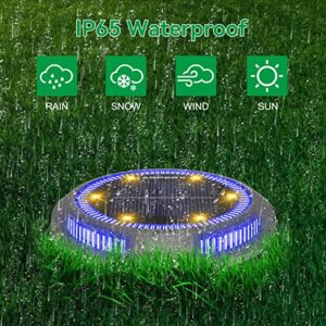 AsperX Solar Ground Lights 8 Pack, IP65 Waterproof LED In-Ground Lights, Solar Outdoor Patio Lights, Disk Landscape Lights for Pathway, Yard, Garden, Deck, Driveway Lawn, (Warm White+Blue)