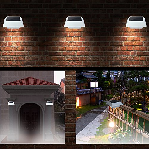 HOSHINE(2 Pack) Solar Powered Gutter Lights Security Light Outdoor Solar Powered 6 LED Waterproof Durable Fence Driveway Garden Patio Path Decking Light Made for Quality Outdoor Life
