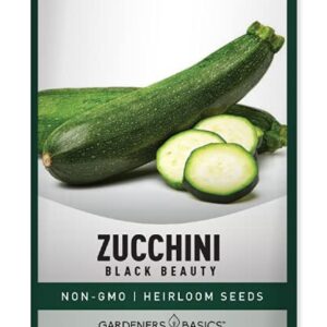 Zucchini Seeds for Planting - Black Beauty Green Heirloom, Non-GMO Vegetable Summer Squash Variety- 3 Grams Seeds Great for Summer Garden by Gardeners Basics