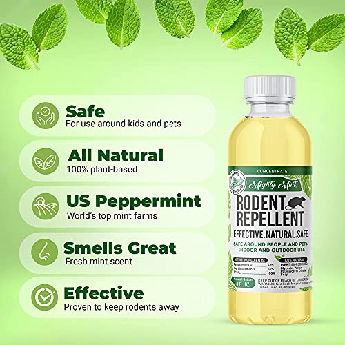 Mighty Mint 8 oz Peppermint Rodent Repellent Concentrate - Makes 1 Gallon - Natural Spray for Rats, Mice, and More