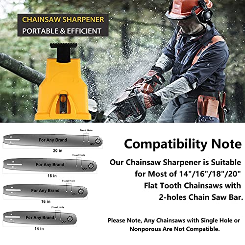 Nziqaz Chainsaw Sharpening Jig Kit, Portable Hand Crank Chainsaw Sharpeners Contains 3pcs Grinding Rod for All Kinds Of Chain Saws Blade and Electric Saw, for DIY Lumberjack, Garden Worker, Yellow