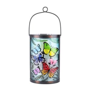 afirst hanging solar lantern – decorative outdoor glass solar butterfly lights waterproof led tabletop lamp for garden yard patio decor