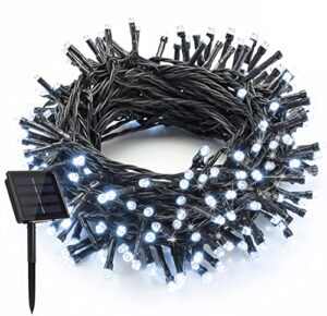 white christmas solar string lights 72ft 200 led 8 flashing modes with timer solar fairy lights outdoor waterproof twinkle lights for decoration christmas tree shrubs garden yard patio