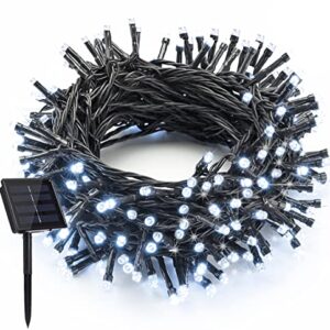 White Christmas Solar String Lights 72Ft 200 LED 8 Flashing Modes with Timer Solar Fairy Lights Outdoor Waterproof Twinkle Lights for Decoration Christmas Tree Shrubs Garden Yard Patio