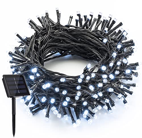 White Christmas Solar String Lights 72Ft 200 LED 8 Flashing Modes with Timer Solar Fairy Lights Outdoor Waterproof Twinkle Lights for Decoration Christmas Tree Shrubs Garden Yard Patio