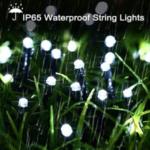 White Christmas Solar String Lights 72Ft 200 LED 8 Flashing Modes with Timer Solar Fairy Lights Outdoor Waterproof Twinkle Lights for Decoration Christmas Tree Shrubs Garden Yard Patio