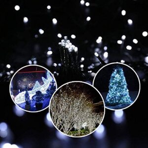 White Christmas Solar String Lights 72Ft 200 LED 8 Flashing Modes with Timer Solar Fairy Lights Outdoor Waterproof Twinkle Lights for Decoration Christmas Tree Shrubs Garden Yard Patio