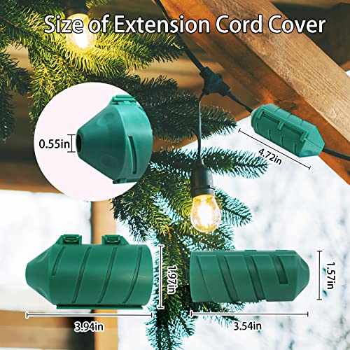 BIRD WISH Extension Cord Covers for Outside Waterproof, Adjustable Size Double Shell Weather Resistant Extension Cord Lock for Garden, Patio, Backyard Decorated String Lights, 2 Pack