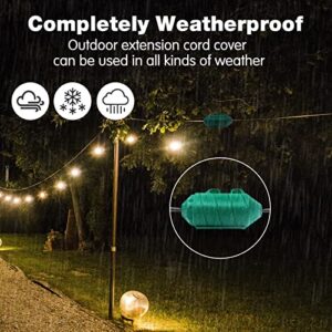 BIRD WISH Extension Cord Covers for Outside Waterproof, Adjustable Size Double Shell Weather Resistant Extension Cord Lock for Garden, Patio, Backyard Decorated String Lights, 2 Pack