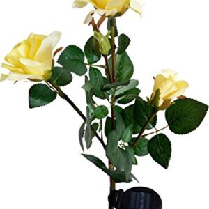 Solar Yellow Rose Flower Lights, Solar Powered Garden Outdoor Decorative Landscape LED Rose Lights Year-Round, Great Gift