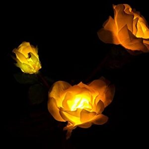 Solar Yellow Rose Flower Lights, Solar Powered Garden Outdoor Decorative Landscape LED Rose Lights Year-Round, Great Gift