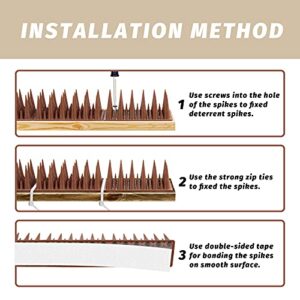 Grovind 21.6 FT Bird Spikes for Outdoor, Plastic Bird Spike for Small Birds Pigeon Raccoon Cats Bird Defender for Fences and Roof - 22 Pack