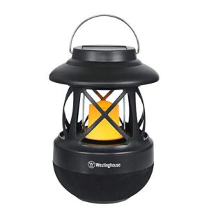 westinghouse solar outdoor bluetooth speaker with light, rechargeable atmosphere led table lamp, weather resistant decorative candle lantern with speaker for garden yard patio porch housewarming gifts