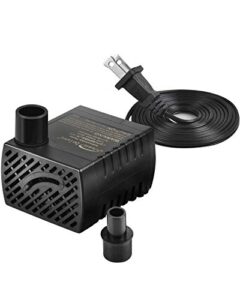 simple deluxe 80 gph 3.6w submersible pump with adjustable intake & 6′ waterproof cord for fish tank, hydroponics, fountains, ponds, statuary, aquariums, black