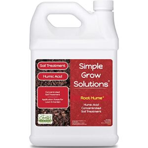 simple lawn solutions root hume- simple grow solutions – concentrated humic acid – liquid carbon – simple grow solutions- natural lawn & garden treatment – plant food enhancer- turf grass soil conditioner (1 gallon)