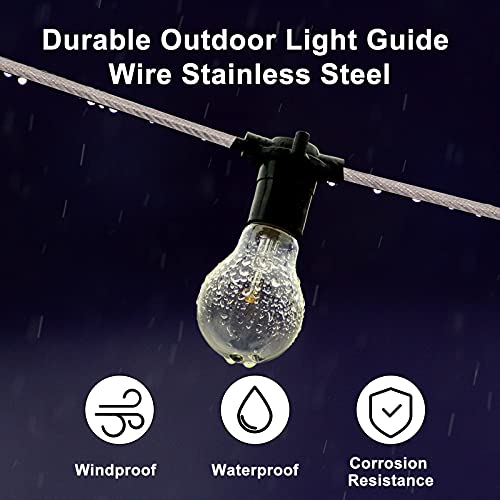 BEDLLEL Stainless Steel Cable Light Kit, String Lights Guide Wire Globe Outdoor Hanging Kit for Garden or Patio Include 150 fts Cable, Turnbuckle and Hooks