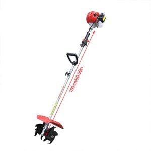 42.7CC 2-Stroke Garden Tiller/Cultivator, Hand-held Cultivator, Gas Powered Rototiller, Rotary Mini Cultivator Machine, Lightweight, Easy to Carry