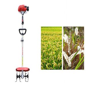 42.7CC 2-Stroke Garden Tiller/Cultivator, Hand-held Cultivator, Gas Powered Rototiller, Rotary Mini Cultivator Machine, Lightweight, Easy to Carry