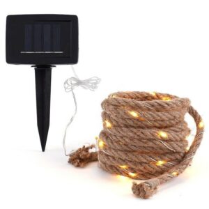 TYCA Waterproof Solar Fairy Lights Rope Outdoor IP65 Sisal Star Illuminated Lamp Garden Lights with LEDs Warm White for Decor Outdoor Garden Patio Balcony Halloween Christmas Decoration