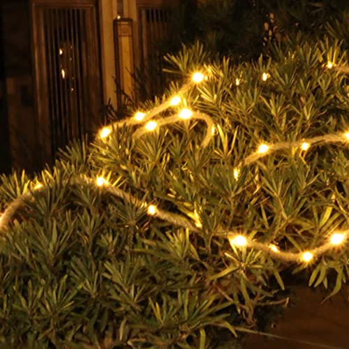 TYCA Waterproof Solar Fairy Lights Rope Outdoor IP65 Sisal Star Illuminated Lamp Garden Lights with LEDs Warm White for Decor Outdoor Garden Patio Balcony Halloween Christmas Decoration