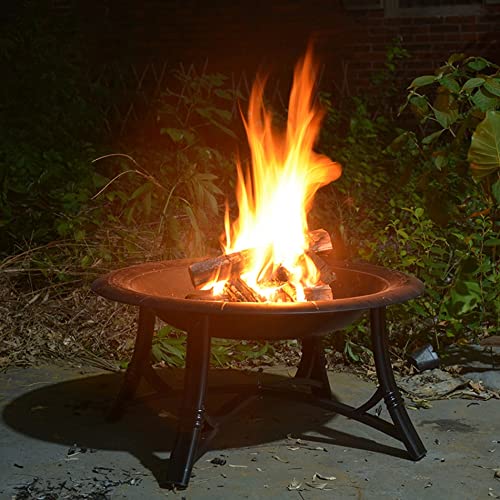 LEAYAN Garden Fire Pit Grill Bowl Grill Barbecue Rack Camping Fire Pit Bonfire Stove Bonfire Activity Wood Basket Black Garden Decoration Wood Stove Heating Furnace with Baking Net