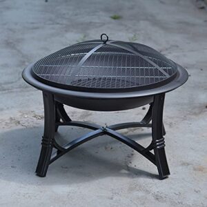 LEAYAN Garden Fire Pit Grill Bowl Grill Barbecue Rack Camping Fire Pit Bonfire Stove Bonfire Activity Wood Basket Black Garden Decoration Wood Stove Heating Furnace with Baking Net