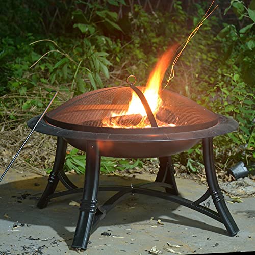 LEAYAN Garden Fire Pit Grill Bowl Grill Barbecue Rack Camping Fire Pit Bonfire Stove Bonfire Activity Wood Basket Black Garden Decoration Wood Stove Heating Furnace with Baking Net