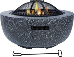 leayan garden fire pit grill bowl grill barbecue rack fire pit outdoor fire pit, heater with mesh sparkle screen cover, suitable for garden, picnic terrace and backyard heating, black