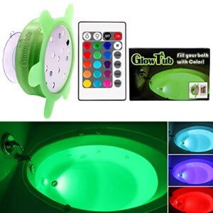 glowtub underwater remote controlled led color changing light for bathtub or spa – battery operated