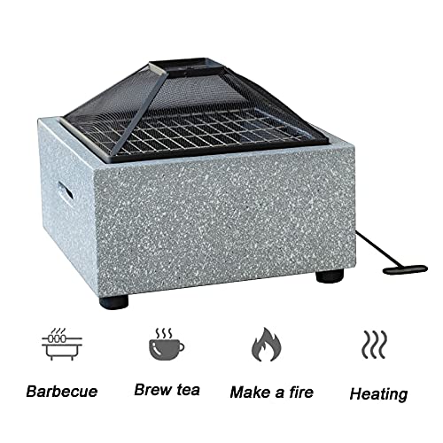 LEAYAN Garden Fire Pit Grill Bowl Grill Barbecue Rack Fire Pit Outdoor fire Pit, fire Pit Table with Barbecue Grill, Square Courtyard fire Pit, Garden Wood fire Pit