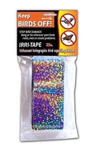 bird-x irri-tape® holographic iridescent foil bird scare tape, 2″ x 25ft length