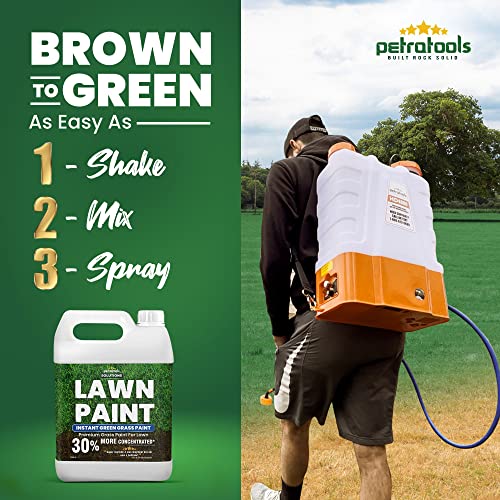 PetraTools Lawn Paint, Green Grass Lawn Spray Grass Paint For Lawn, Green Lawn Spray, Green Grass Spray For Lawn & To Grass Spray Paint Grass Green, Green Dye for Lawn Spray on Grass (1 Gal)