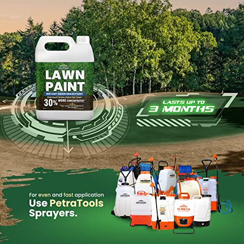 PetraTools Lawn Paint, Green Grass Lawn Spray Grass Paint For Lawn, Green Lawn Spray, Green Grass Spray For Lawn & To Grass Spray Paint Grass Green, Green Dye for Lawn Spray on Grass (1 Gal)