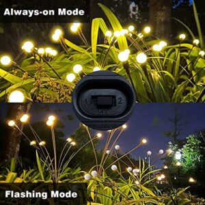 Chahot 2 Pack 20 LED Solar Firefly Lights, Solar Powered Garden Lights Outdoor, Starburst Swaying Solar Firefly Lights, Outdoor Waterproof Path Lights for Yard Patio Pathway Decoration, Warm White