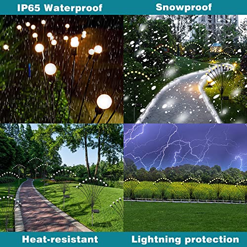Chahot 2 Pack 20 LED Solar Firefly Lights, Solar Powered Garden Lights Outdoor, Starburst Swaying Solar Firefly Lights, Outdoor Waterproof Path Lights for Yard Patio Pathway Decoration, Warm White