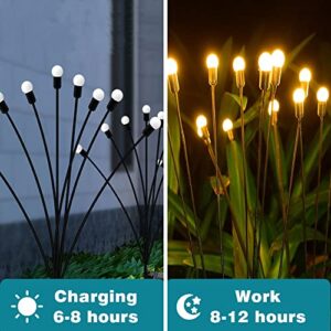 Chahot 2 Pack 20 LED Solar Firefly Lights, Solar Powered Garden Lights Outdoor, Starburst Swaying Solar Firefly Lights, Outdoor Waterproof Path Lights for Yard Patio Pathway Decoration, Warm White